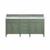 James Martin Vanities Brittany 72in Double Vanity, Smokey Celadon w/ 3 CM Ethereal Noctis Top 650-V72-SC-3ENC